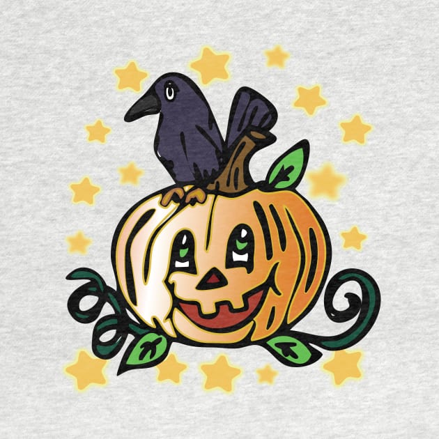 Halloween Pumpkin Patch Crow by BeebusMarble